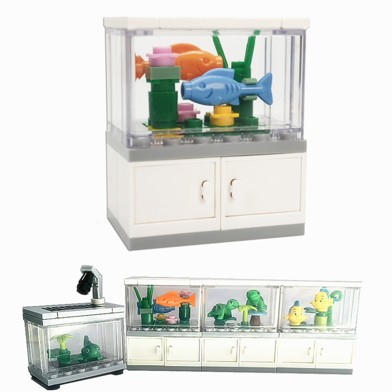 Aquarium Fish Lego - 子供のためのおもちゃのビルディングブロック,ミニチュアのレンガのおもちゃ,クラクマノミとタートルのおもちゃ