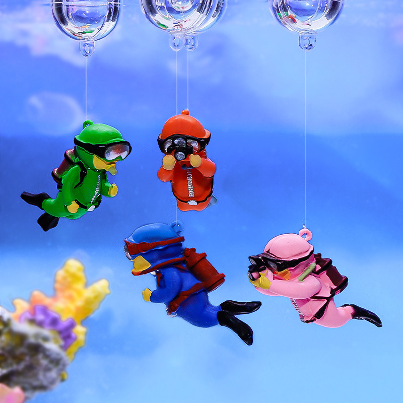 Aquarium Fish Popular - 水槽ダイバー装飾品風景装飾水族館ギフト人気のフローティング、宮崎駿ブルーファッティボールとライン付き