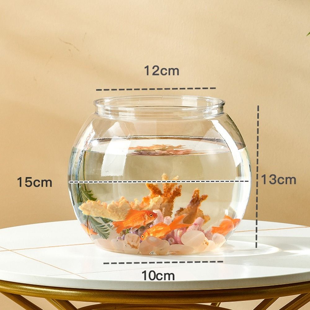 Aquarium Fish Live - ホームデコレーション クリア透明丸型水槽 プラスチック製小型魚鉢 クリエイティブで軽やかな高級感 デスクトップ水槽 リビングルーム用