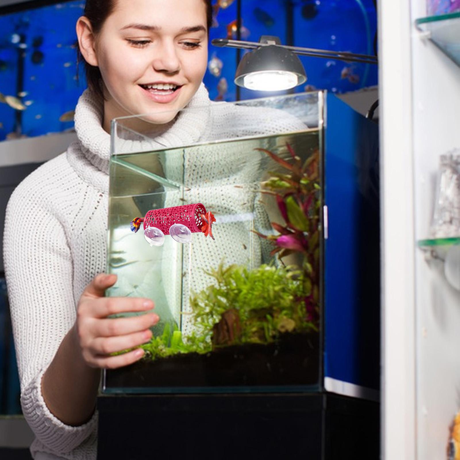 Fish Toys For Aquarium - ベタの生息地、休憩用シェルター、装飾用魚トンネルおもちゃ、水槽用吸盤付き小型安全チューブシェルター、水生ペット、シクリッド用