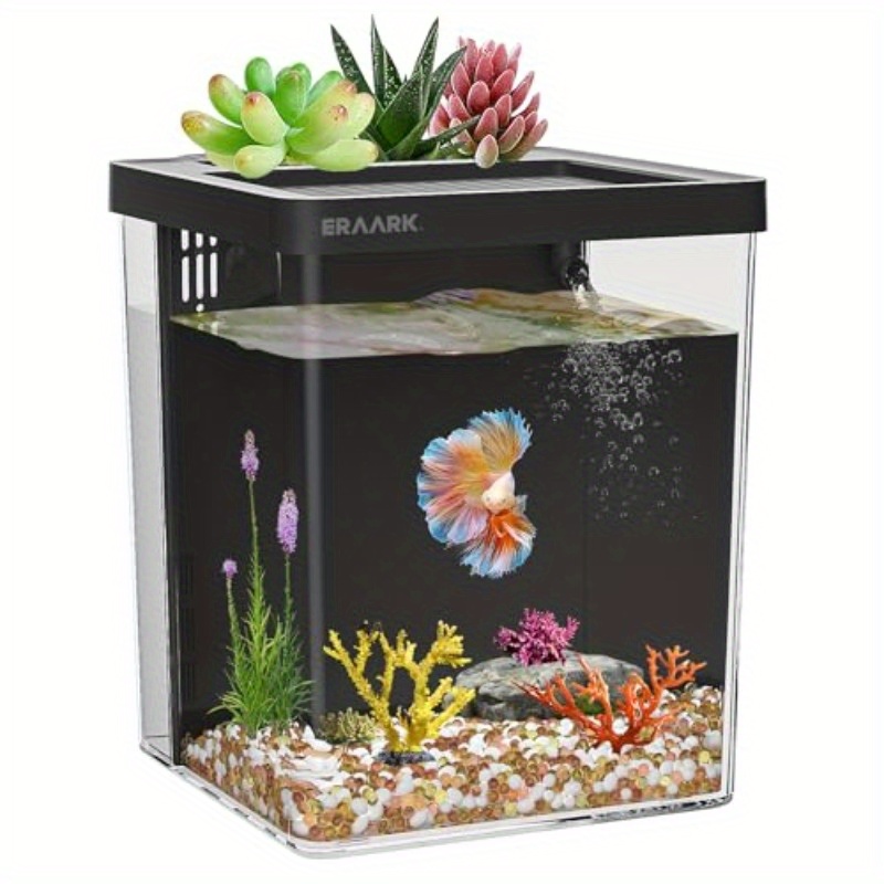 Aquarium Fish Keeping - オフィス/自宅用デスクトップ水槽 フィルター付き 初心者向け水槽キット 観賞魚、ベタ、エビの飼育に最適