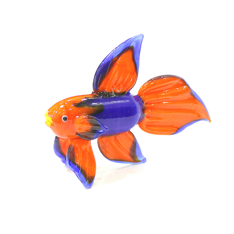 Aquarium Fish Live - オレンジムラーノガラス熱帯魚の置物装飾品かわいい手作り海の動物小さな像ホームリビングルームテーブル水族館の装飾