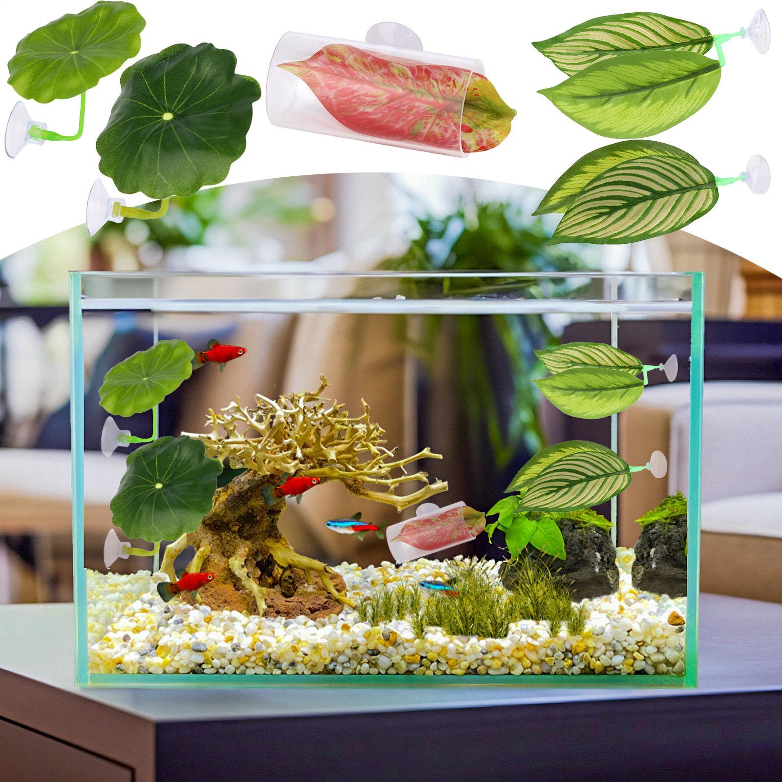 Fish Toys For Aquarium - ベタ魚ハンモック 5個セット 調節可能なベタリーフハンモック 魚のおもちゃセット 水槽装飾 エビ、コリドーラなどの繁殖遊び用