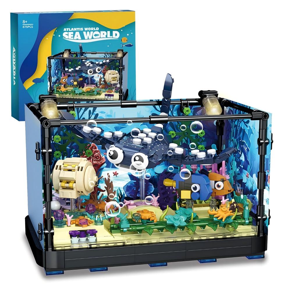 Aquarium Fish Lego - 水槽組み立てセット - 海洋水族館おもちゃ、クリスマス、誕生日、新年のギフト 858ピース