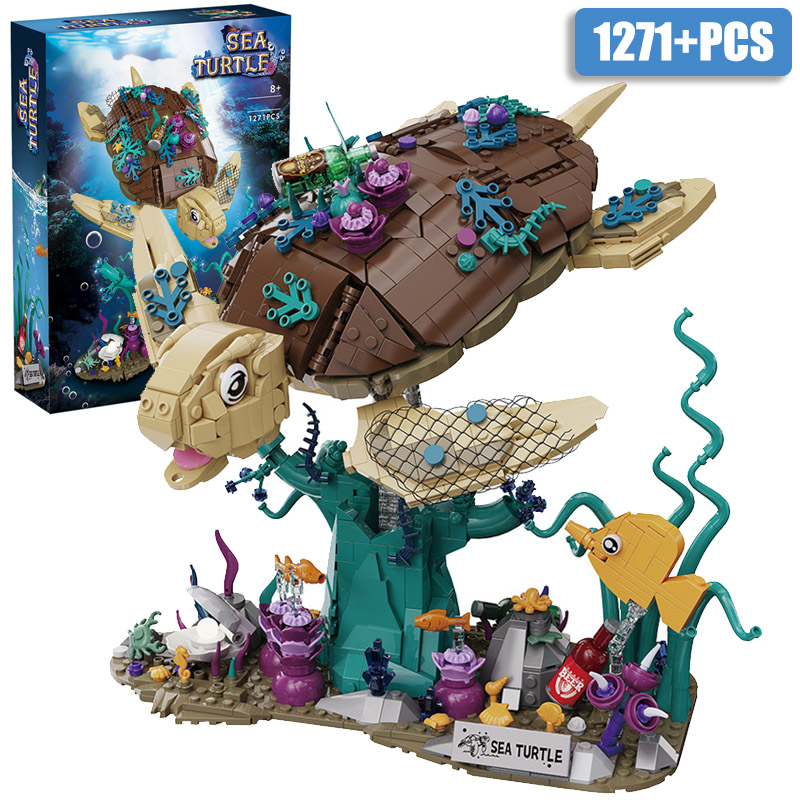 Aquarium Fish Lego - クリエイティブ1271ピース水中世界ウミガメモデル組み立てブロックキットMOC組み立てウミガメブロックおもちゃ子供向けギフト