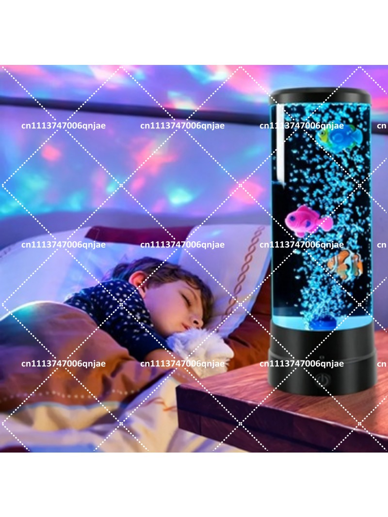 Aquarium Fish Light Lamp - シミュレーションLED電子魚タンク水槽、色が変わるバブルフィッシュランプ、クラゲナイトライト、寝室のデスクトップ装飾用