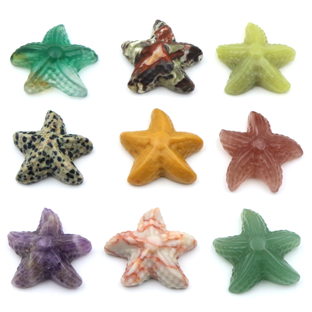 Aquarium Fish Usa - 35 ミリメートルヒトデの形の像海洋動物天然石ヒーリングクリスタル彫刻工芸品魚水族館家の装飾新年ギフト