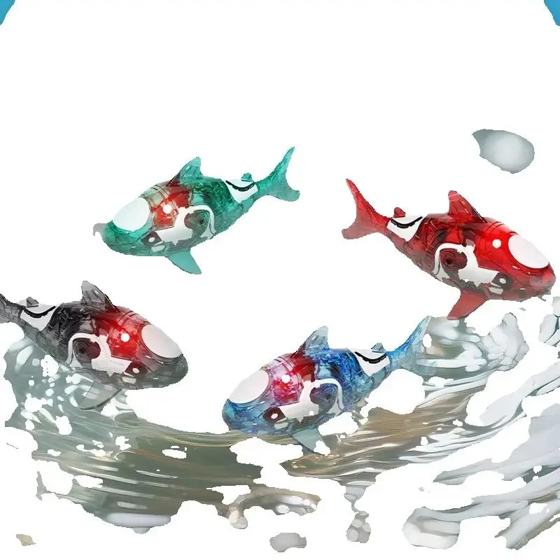 Fish Toys For Aquarium - 電動ペットシャークおもちゃ、感覚刺激ライトアップ魚型水遊びペット、リアルな魚のおもちゃ（子供向け）、インタラクティブな水槽ギフト