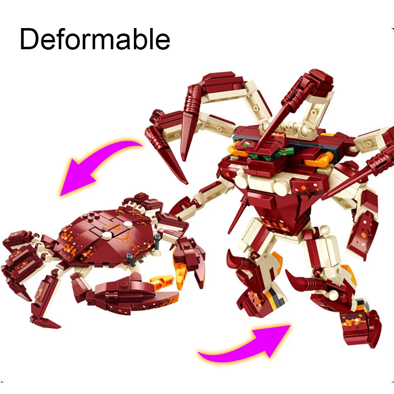 創造的な組み立てカニ海洋動物ビルディングブロックDIYタツノ - Aquarium Fish Lego のレビューと価格