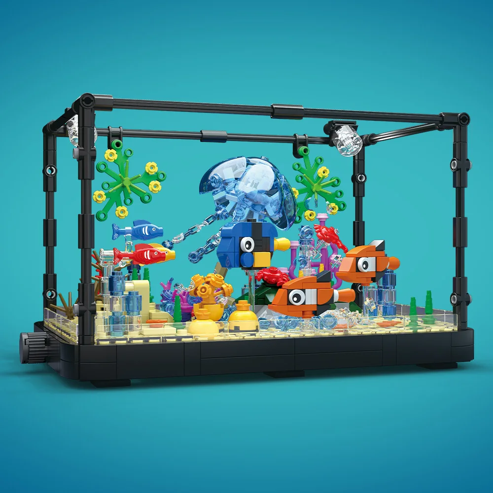 ライト付き水槽ビルディングブロックセット、水槽、海洋カメ、1 - Aquarium Fish Lego のレビューと価格