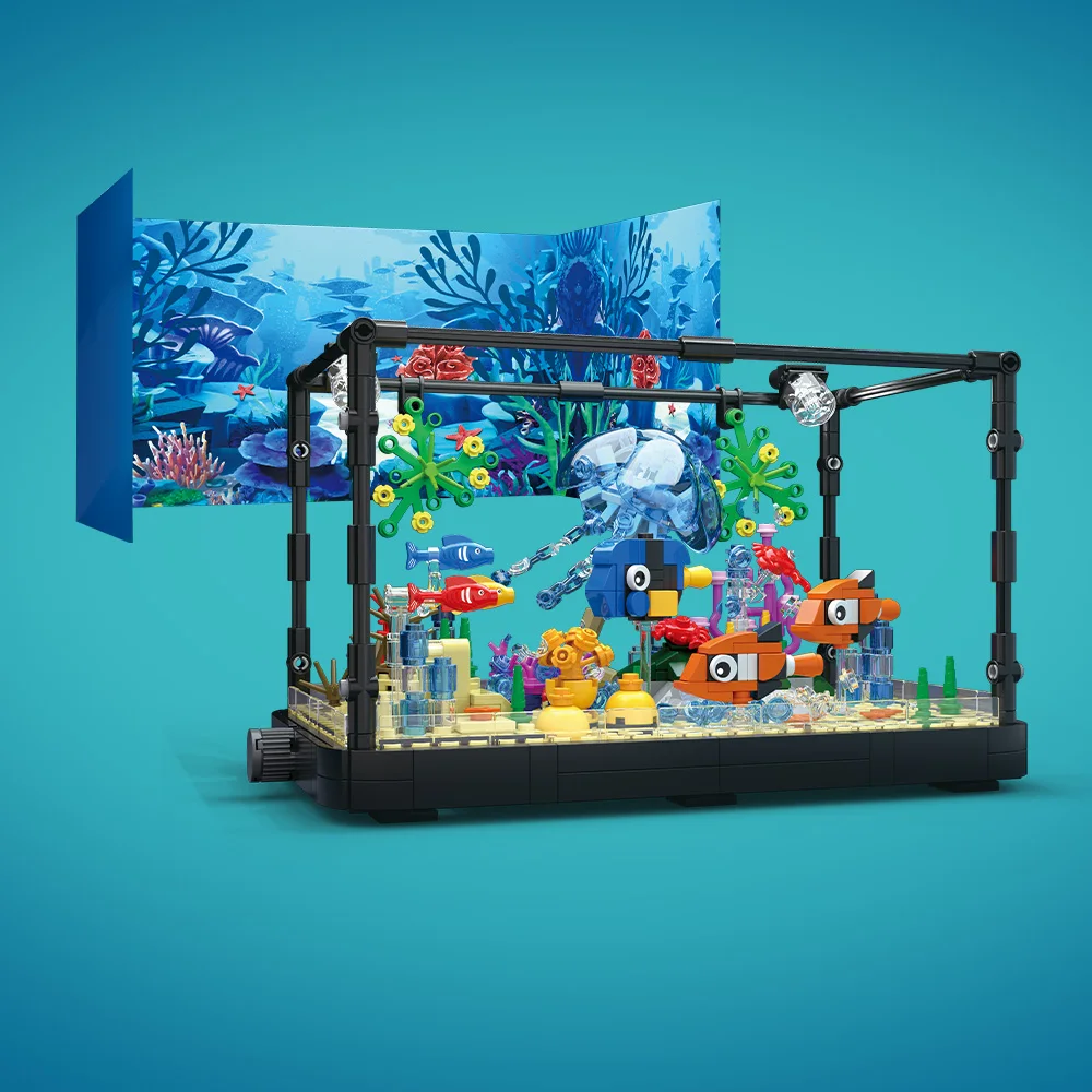 ライト付き水槽ビルディングブロックセット、水槽、海洋カメ、1 - Aquarium Fish Lego のレビューと価格