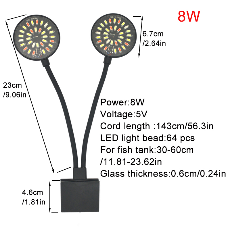 USB 水族館 LED ライト水槽クリップランプフルスペクト - Aquarium Fish Light Lamp のレビューと価格