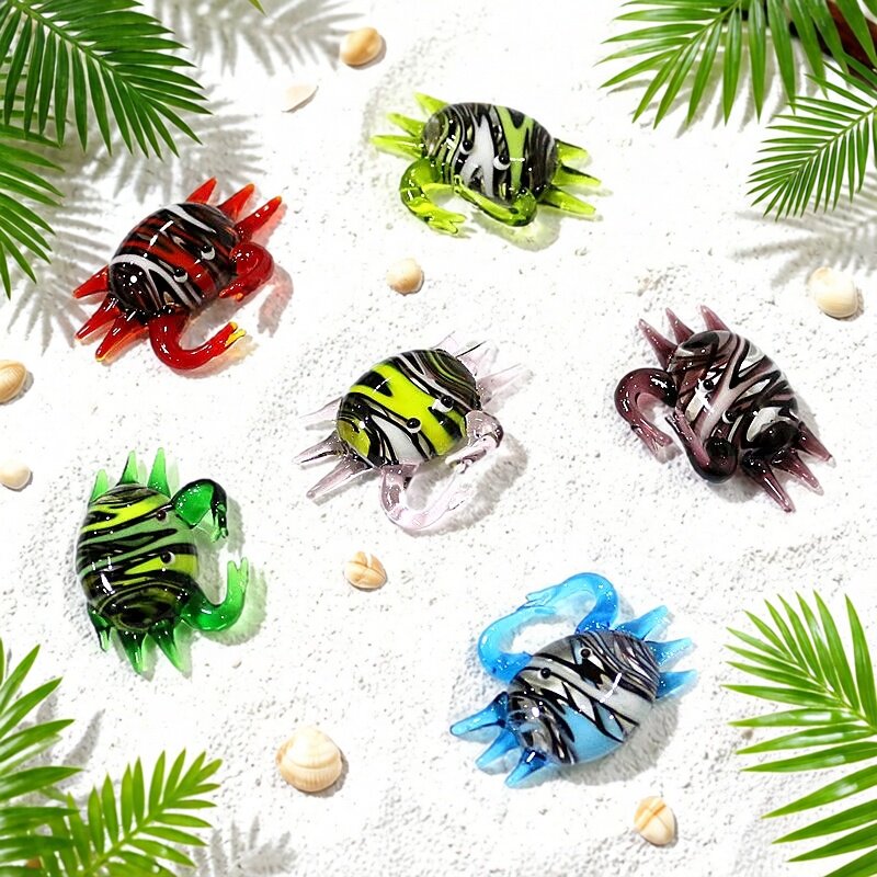 手作りのかわいいミニガラスカニの置物、小さな海洋動物の像、家 - Aquarium Fish Japan のレビューと価格