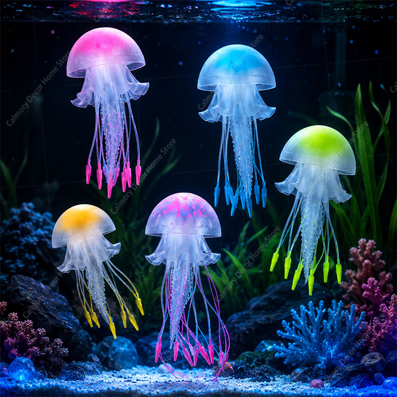 創造的な模擬浮遊蛍光発光効果クラゲ水槽装飾魚タンク水中装飾品 - Fish Toys For Aquarium のレビューと価格