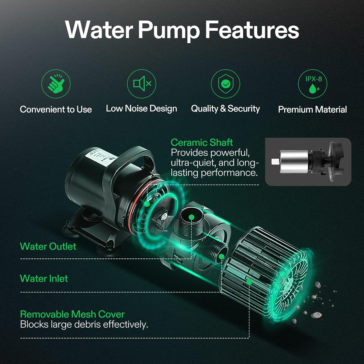 池、滝、水景装飾、水耕栽培用1600GPH水中ポンプ |   - Aquarium Fish Usa のレビューと価格