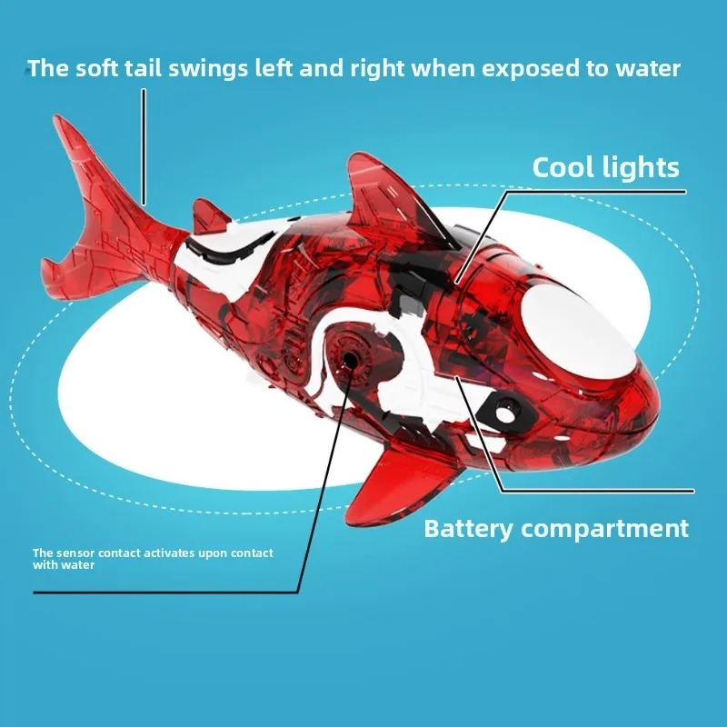 電動ペットシャークおもちゃ、感覚刺激ライトアップ魚型水遊びペ - Fish Toys For Aquarium のレビューと価格