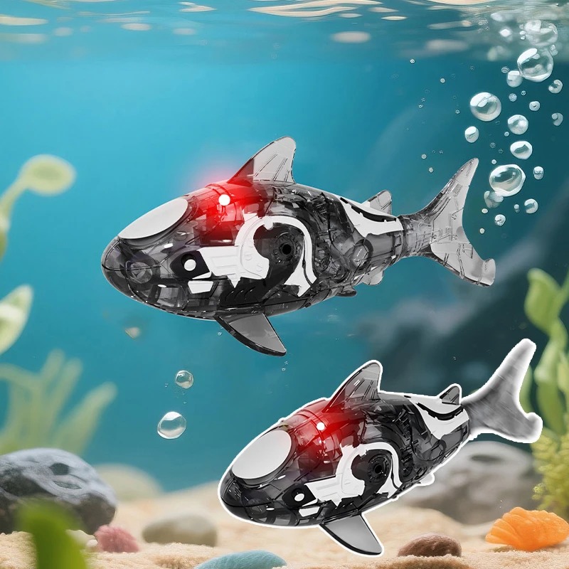 電動ペットシャークおもちゃ、感覚刺激ライトアップ魚型水遊びペ - Fish Toys For Aquarium のレビューと価格