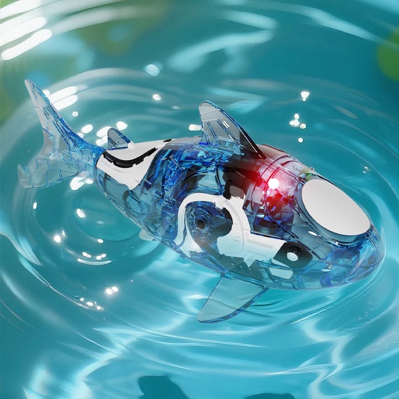 電動ペットシャークおもちゃ、感覚刺激ライトアップ魚型水遊びペ - Fish Toys For Aquarium のレビューと価格